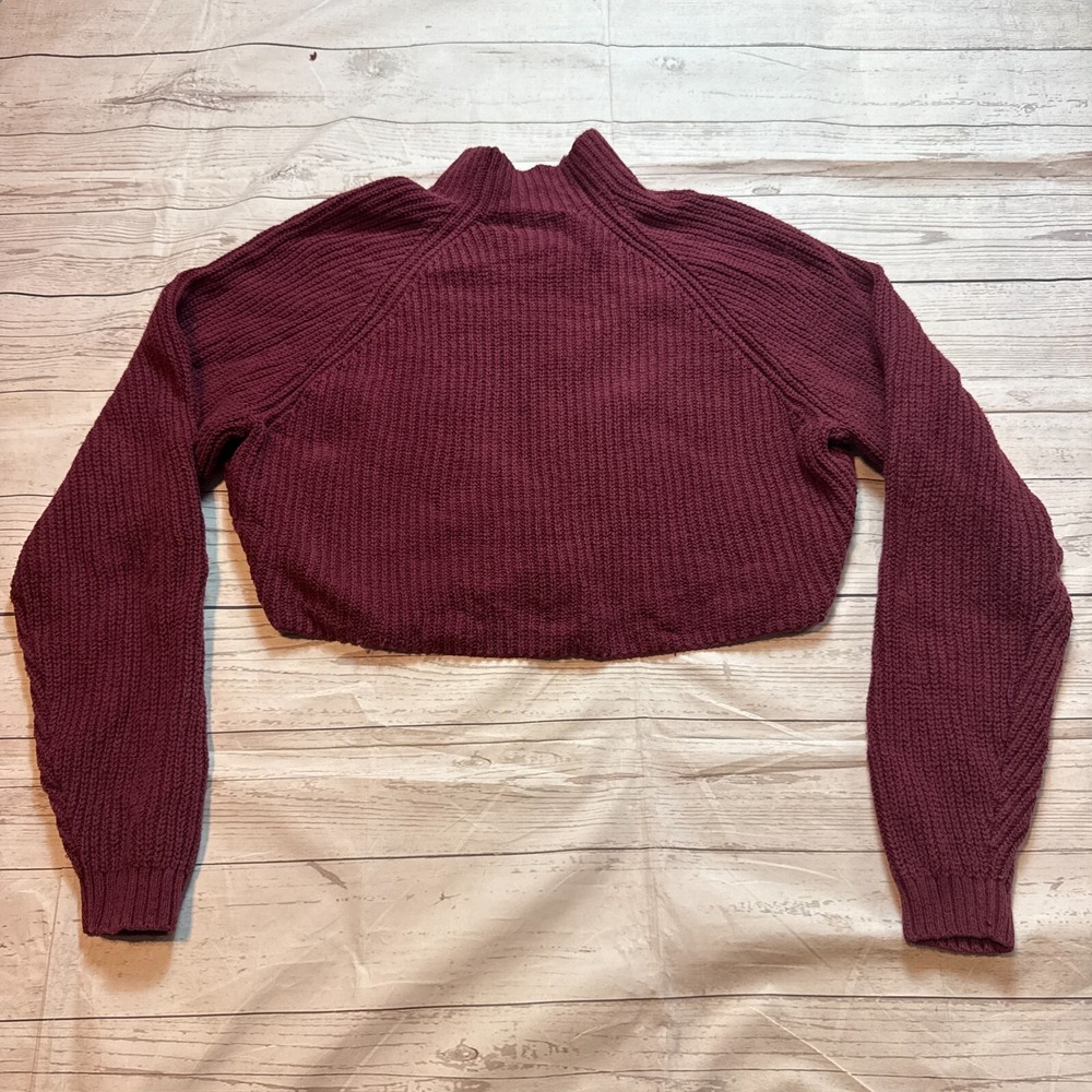 Hollister Cropped‎ Sweater Knit Casual Maroon Women's Size Small